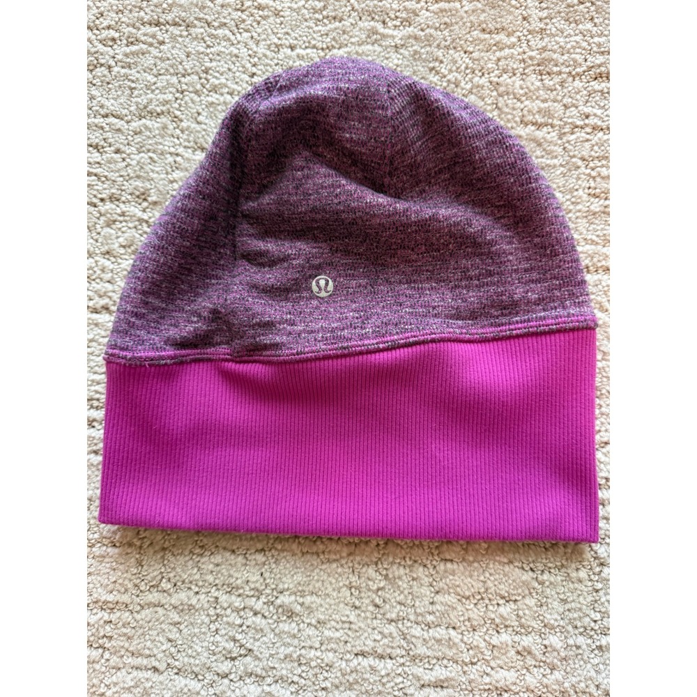 Lululemon Reversible Beanie Women OS Purple Excellent Space Dye Striped Hat